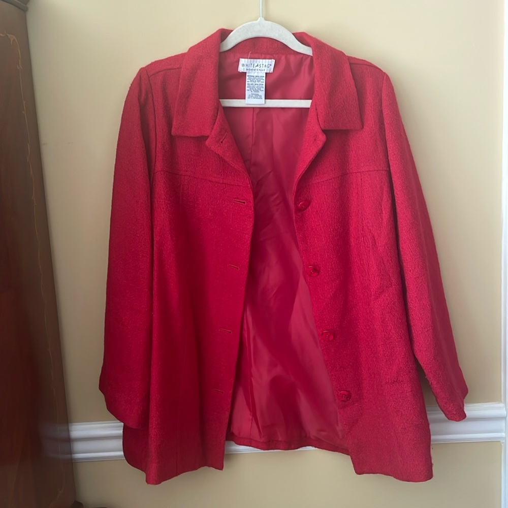 White Stag red blazer button up coat